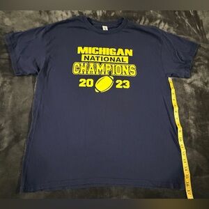 Gildan Navy and Yellow 'Michigan National Champions 2023' Graphic Tee